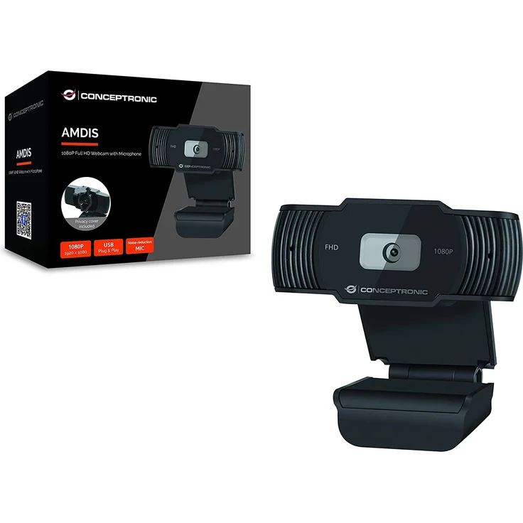 Conceptronic AMDIS04B - Web-Kamera - Farbe - 1920 x 1080 - 1080p - feste Brennweite - Audio - USB2.0 - Gleichstrom 5 V (AMDIS04B) – Bild 2