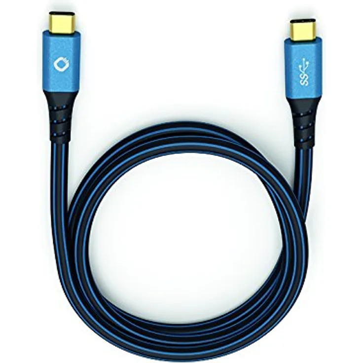 Oehlbach USB Plus CC 300 | Hochwertiges & geschirmtes USB-Kabel | Typ USB-C 3.1 Stecker/Stecker | Für Smartphones, Tablets & Notebooks | 3 m schwarz/blau