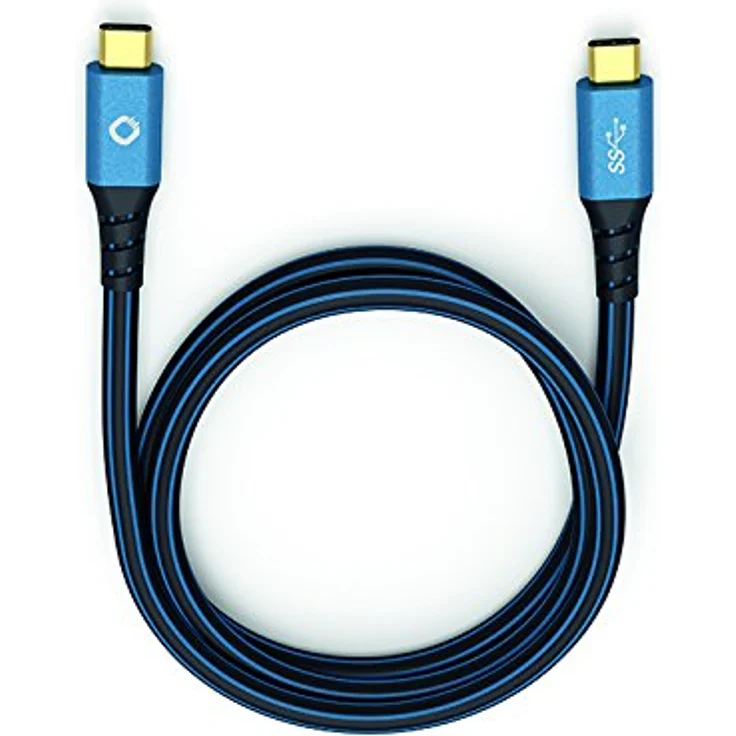 Oehlbach USB Plus CC 300 | Hochwertiges & geschirmtes USB-Kabel | Typ USB-C 3.1 Stecker/Stecker | Für Smartphones, Tablets & Notebooks | 3 m schwarz/blau