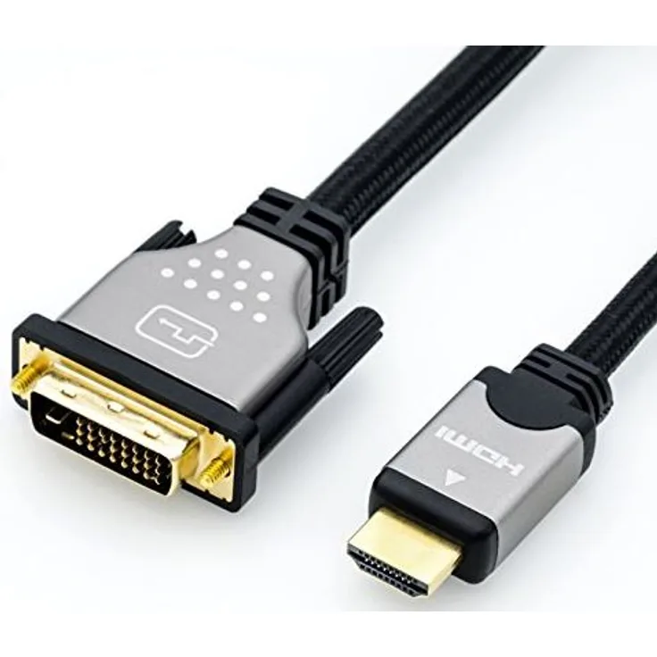 ROLINE DVI HDMI Kabel I Monitorkabel mit DVI D 24+1 Dual Link und HDMI Stecker I 4K Ultra HD I Schwarz-Silber, 3m