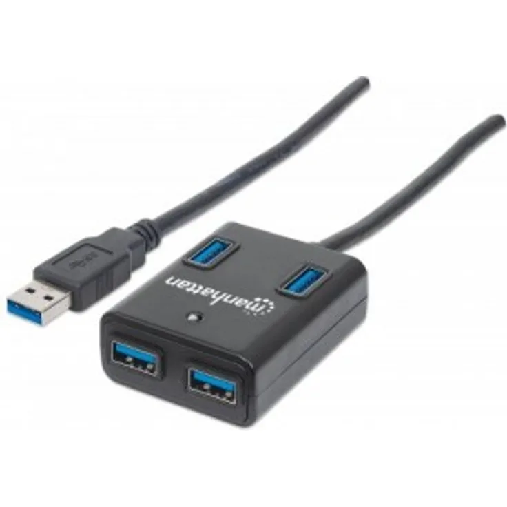 Manhattan USB 3.0 Hub (4 Ports Stromversorgung über USB) 162296 schwarz