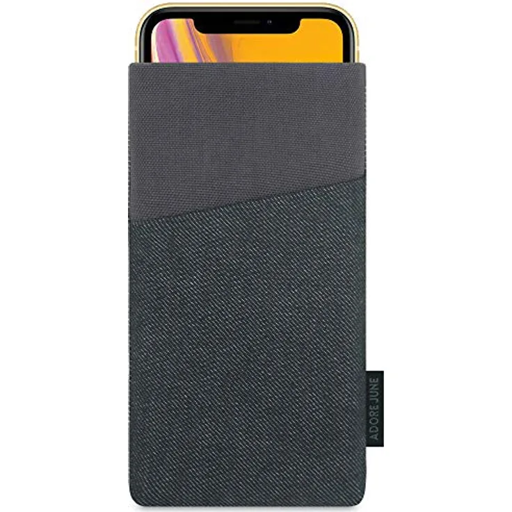 Adore June Tasche Clive für Apple iPhone XR, Handyhülle mit Extrafach und Display-Reinigungseffekt, Schwarz-Grau