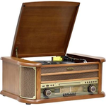 Reflexion HIF2002 Retro Stereo-Anlage mit Plattenspieler, Kassette, CD-Player und Radio (UKW - MW, CD - MP3, USB, beleuchtetes LCD-Display, Fernbedienung, 2x40 Watt Musikleistung), braun