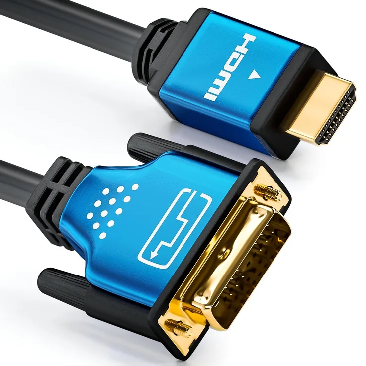 deleyCON 1,5m HQ HDMI zu DVI Kabel High Speed - 1080p / Full-HD / 3D Ready - HDMI auf DVI Adapterkabel
