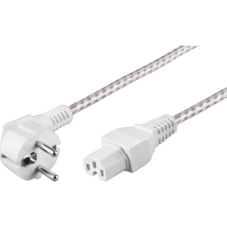 Goobay 93314 Warmgeräte Anschlusskabel 2m Kabel mit Schutzkontaktstecker Weiß - Silber