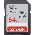 SanDisk Ultra 64 GB SDXC-Speicherkarte, bis zu 120 MB-Sek., Class 10, UHS-I, V10