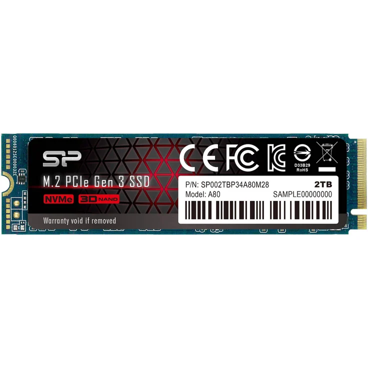 SILICON POWER P34A80 - Solid-State-Disk - 2 TB - intern - M.2 2280 - PCI Express 3.0 x4 (NVMe) (SP002TBP34A80M28) – Bild 2