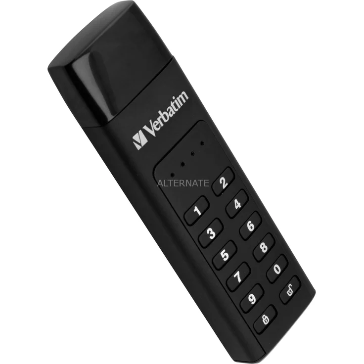 Verbatim Keypad Secure USB-C-Stick - 128 GB - Datenspeicher mit Passwortschutz, inkl. USB-C zu USB-C-Verlängerungskabel, schwarz