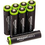AmazonBasics AAA-Batterien, wiederaufladbar, vorgeladen, 8 Stück (Aussehen kann variieren)