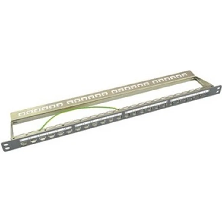 LogiLink NK4039 Keystone Patchpanel-Verteilerfeld für 24 Buchsen, geschirmt, 0.5 HE (Höheneinheit) lichtgrau