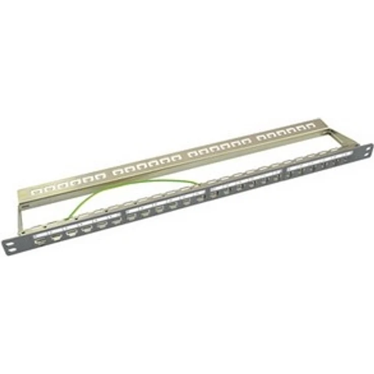 LogiLink NK4039 Keystone Patchpanel-Verteilerfeld für 24 Buchsen, geschirmt, 0.5 HE (Höheneinheit) lichtgrau