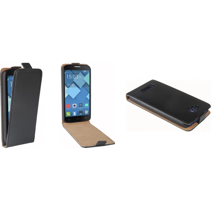 PATONA Flip Case, geeignet für Alcatel One Touch Pop C7 Schwarz Ultra Slim