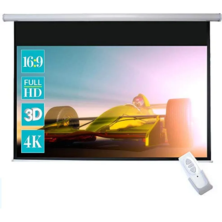 celexon basic line Motorleinwand 240 x 135cm, Heimkino Leinwand, Leinwand 16:9, Beamerleinwand, 3D