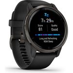 Garmin Venu 2 Smartwatch GPS, Unisex, Einheitsgröße, Edelstahl+Kunststoffgehäuse, Silikonarmband, Schiefergrau/Schwarz (010-02430-11)