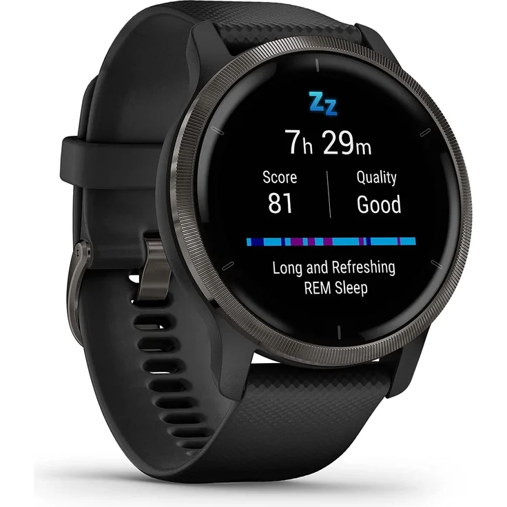 Garmin Venu 2 Smartwatch GPS, Unisex, Einheitsgröße, Edelstahl+Kunststoffgehäuse, Silikonarmband, Schiefergrau/Schwarz (010-02430-11) – Bild 1