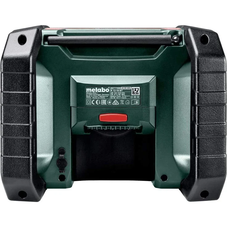 Metabo R12-18 BT - ohne Akku, ohne Ladegerät Baustellenradio mit Bluetooth, LCD-Display, geeignet für Outdoor, spritzwassergeschützt, grün, schwarz – Bild 4