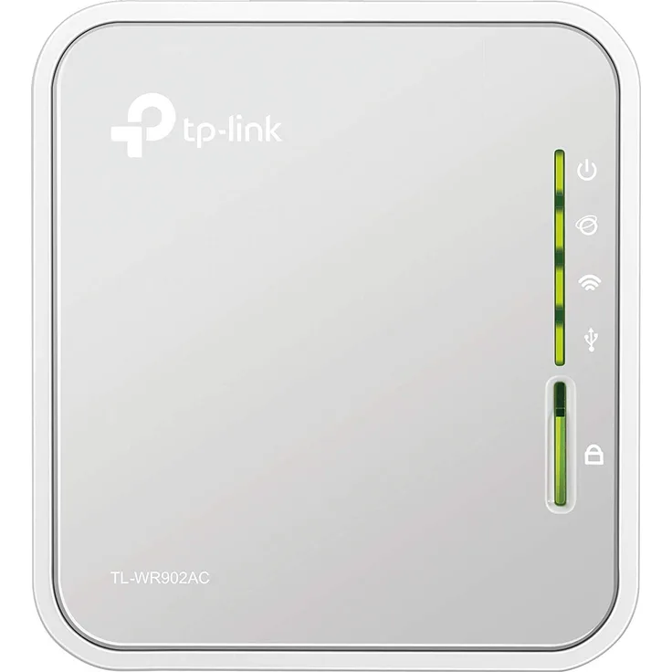 TP-Link TL-WR902AC AC750 WLAN Nano Router (433Mbit-s (5GHz) +300Mbit-s (2,4GHz) (tragbar, Accesspoint, TV Adapter, Repeater, Router, Client, Print, Media, FTP Server), weiß- grau