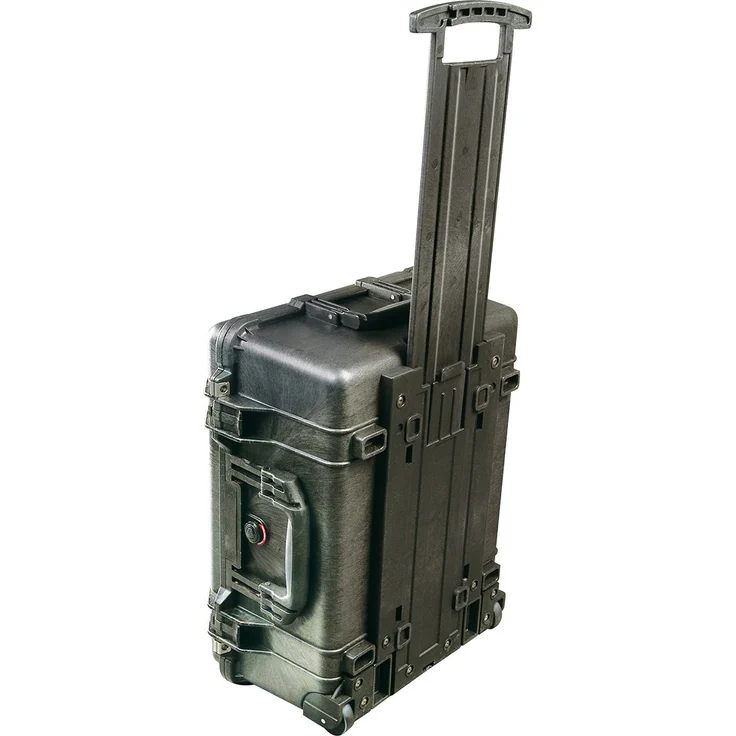 PELI 1560 Langer Schutzkoffer mit Rollen, IP67 Wasser- und Staubdicht, 44L Volumen, Hergestellt in Deutschland, Ohne Schaum, Schwarz
