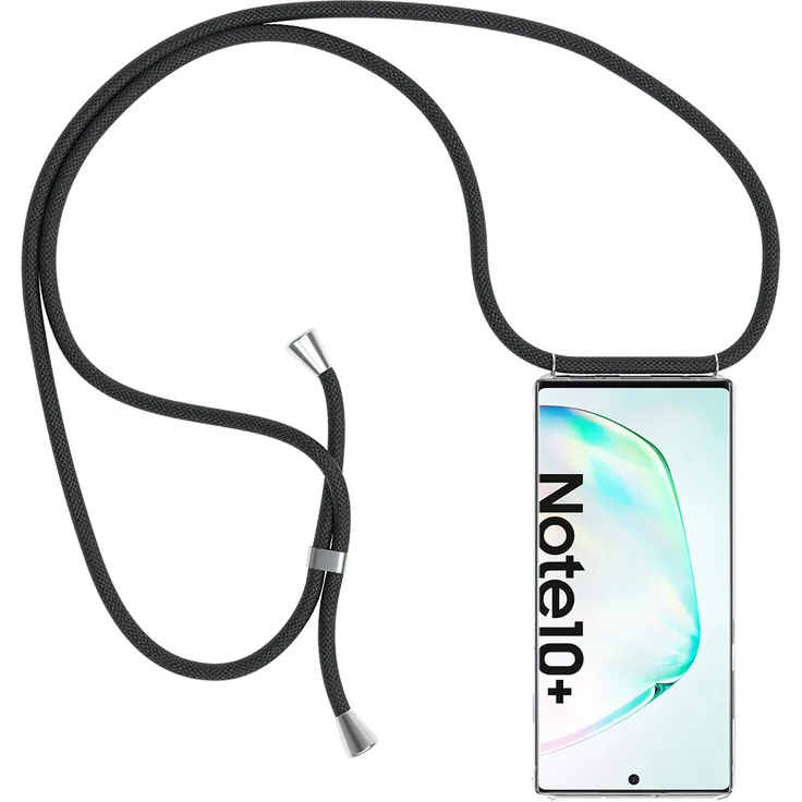 Slabo Halsband Hülle Necklace Kette für Samsung Galaxy Note 10 Plus INKL. Hülle zum Schutz des Smartphones - SCHWARZ / TRANSPARENT