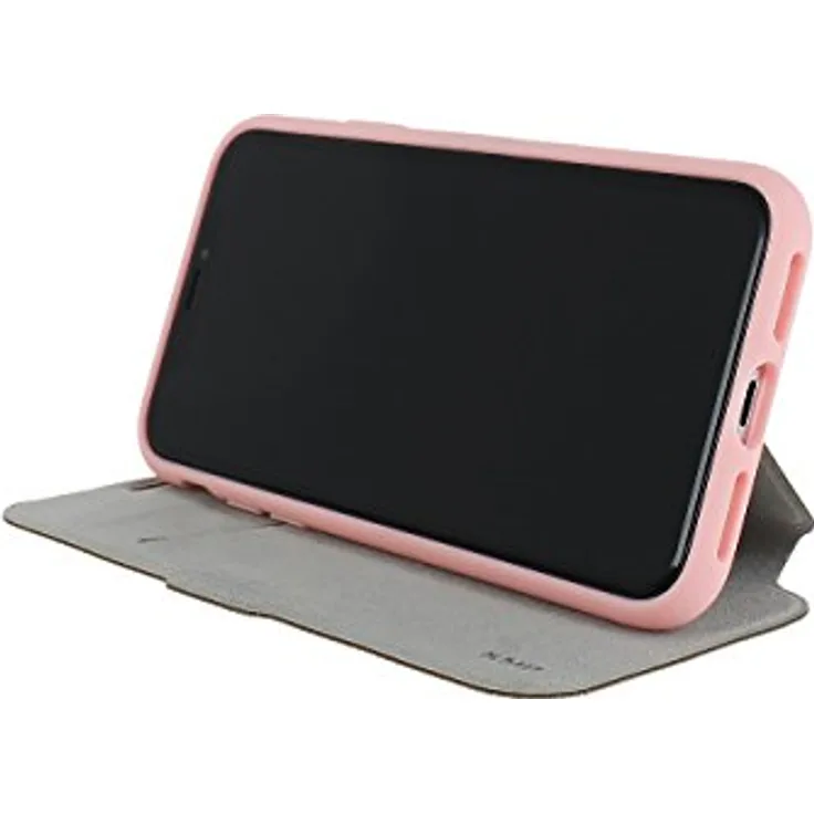KMP Bookcase für iPhone X - rot - Schutzhülle-Klapphülle aus veganem Leder - individuell verstellbare Standfunktion + extra Kartenfach