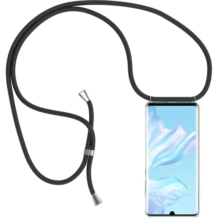 Slabo Halsband Hülle Necklace Kette für Huawei P30 Pro INKL. Hülle zum Schutz des Smartphones - SCHWARZ / TRANSPARENT