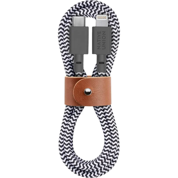 Native Union Belt Cable USB-C auf Lightning – ca. 1,20 m (4 ft.) Ultrastarkes, Verstärktes Kabel (MFi-Zertifiziert) für iPhone/iPad (Zebra)