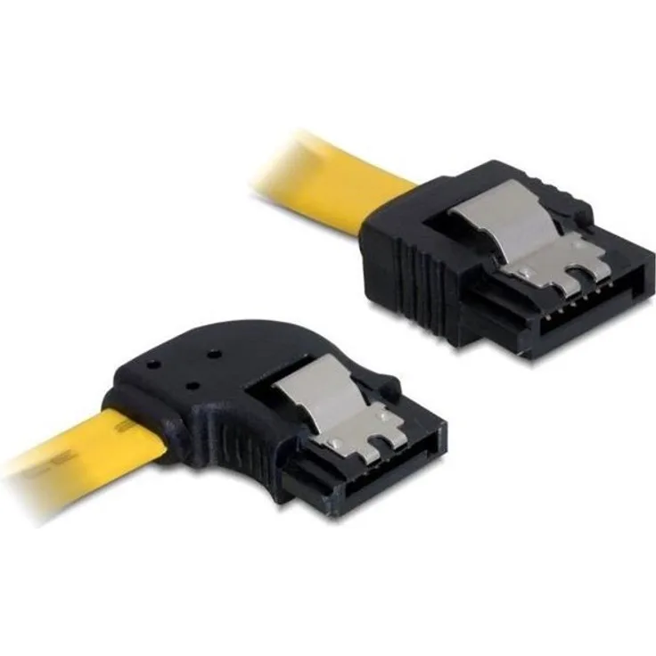 DeLOCK Cable SATA - Serial ATA-Kabel - Serial ATA 150/300 - Serial ATA, 7-polig - Serial ATA, 7-polig - 50cm - links abgewinkelter Anschluss, 90-Grad-Anschluss, verriegelt - Gelb (82493)