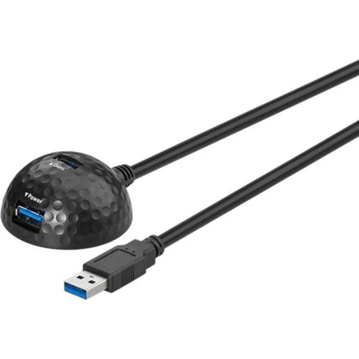 Goobay 95918 USB 3.0 Hi-Speed Verlängerungskabel mit Standfuss, 1,5 m schwarz
