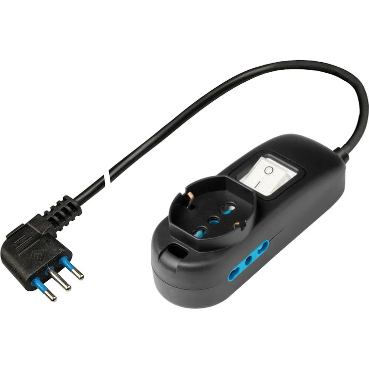 Poly Pool PP25002XL Mehrfachsteckdose MultiplaP40 Pluristandard, Spardose groß 16 A, 1.5 Meter Kabel und Schalter, schwarz, 3500 W