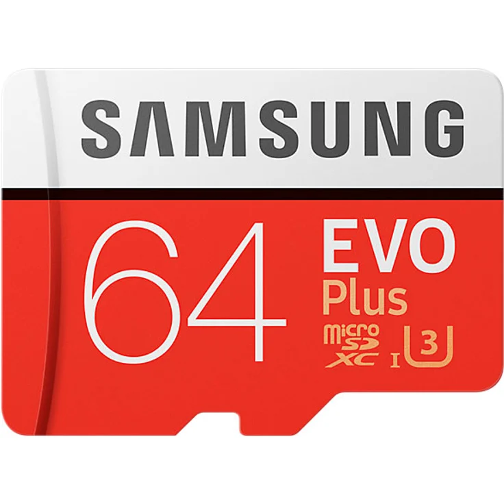 Samsung MB-MC64GA-EU EVO Plus 64 GB microSDXC UHS-I U3 Speicherkarte inkl. SD-Adapter Rot-Weiß – Bild 1
