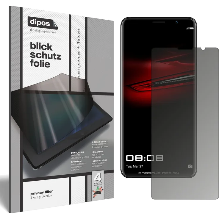 dipos Huawei Mate RS Porsche Design Schutzfolie Blickschutzfolie - Privacy Filter Displayschutzfolie mit AntiReflex Effekt