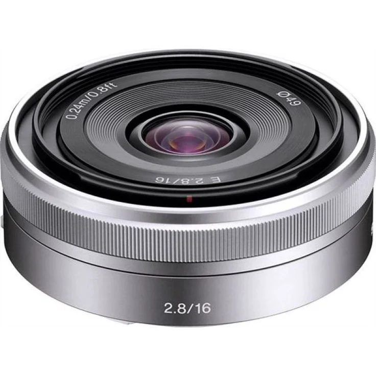 Sony SEL-16F28 Super Weitwinkel-Objektiv (Festbrennweite, 16 mm, F2.8, APS-C, geeignet für A6000, A5100, A5000 und Nex Serien, E-Mount) silber – Bild 1