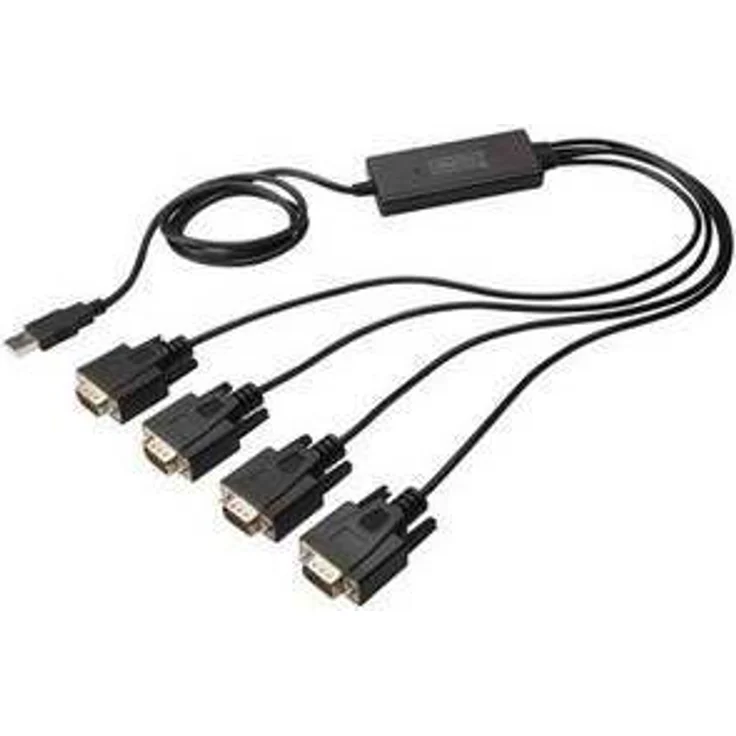 DIGITUS USB auf 4x Seriell Adapter - RS232 Konverter - USB 2.0 Typ-A zu 4x DSUB 9M - FTDI Chipsatz - 1.5m Anschlusskabel – Bild 1
