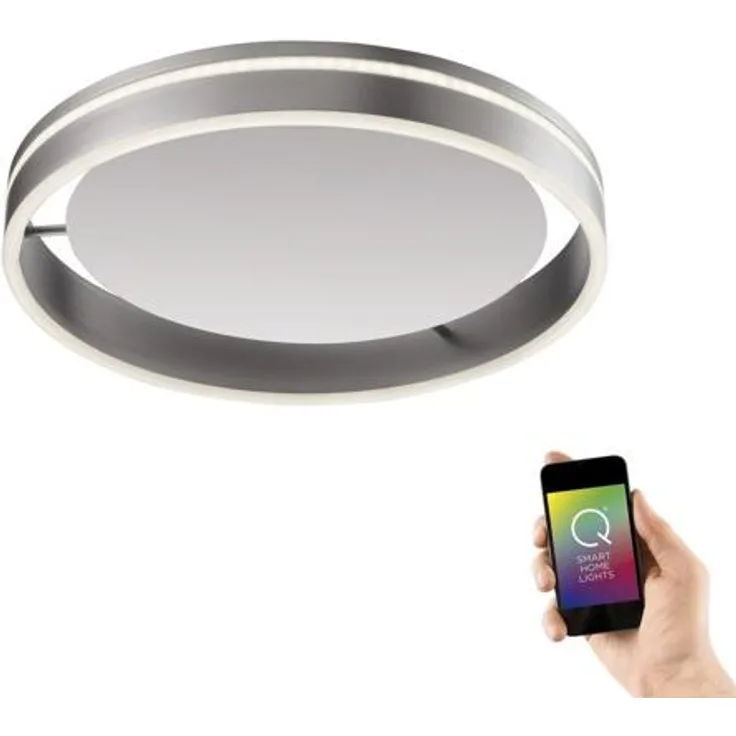 Paul Neuhaus Q-Vito LED-Deckenleuchte, 28W, 3000lm, Smart Home, silber (8414-55)