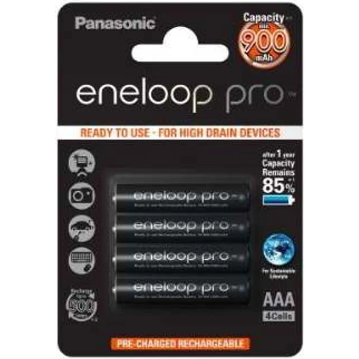 Panasonic eneloop pro, Ready-to-Use Ni-MH Akku, AAA Micro, 4er Pack, min. 930 mAh, 500 Ladezyklen, mit extrastarker Leistung und geringer Selbstentladung, wiederaufladbare Akku Batterie – Bild 1