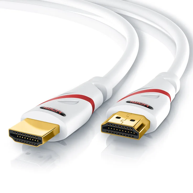 CSL-Computer 5m - Ultra HD 4k HDMI Kabel - High Speed with Ethernet - Kabel 3 Fach geschirmt inkl. Stecker- und Kontaktschirmung - 4K Ultra HD 2160p bei 60 Hz Full HD 1080p - 3D ARC C - weiß
