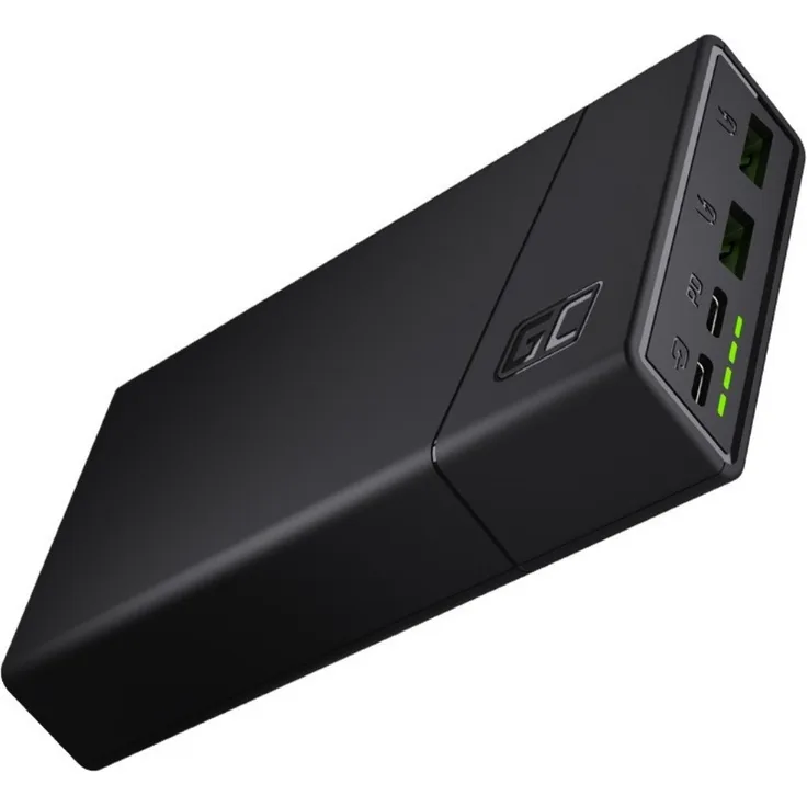 Green Cell PowerPlay20 2x USB Ultra Charge USB-C Power Delivery, 20000 mAh, 18 W, Powerbank, schwarz