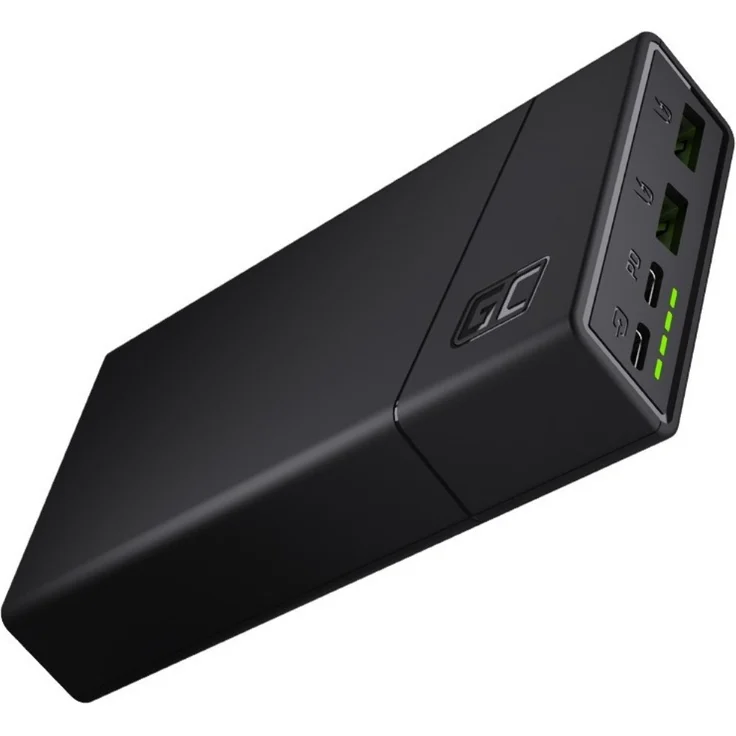 Green Cell PowerPlay20 2x USB Ultra Charge USB-C Power Delivery, 20000 mAh, 18 W, Powerbank, schwarz – Bild 1