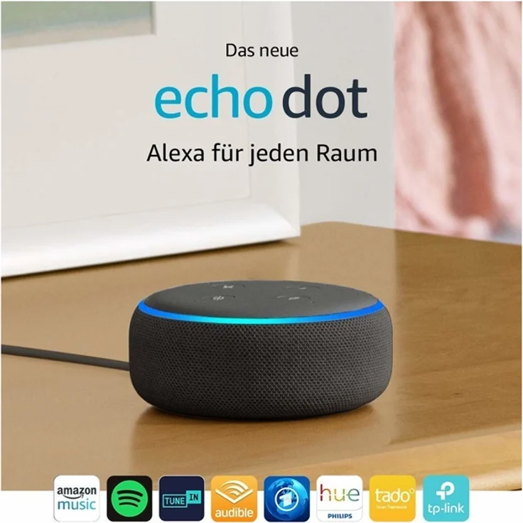 Amazon Echo Dot (3. Generation) Sprachassistent Sandstein/Stoff – Bild 2