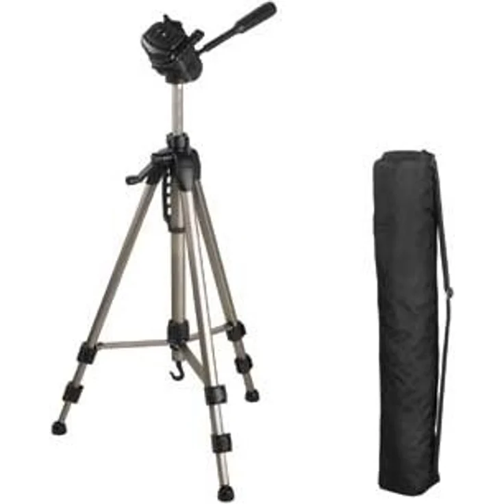 Hama Kamera Stativ Star 62 (Einstiger Dreibeinstativ mit 3-Wege-Kopf, Fotostativ mit 64-160cm Höhe, Kamerastativ passend für Spigelreflex- und Systemkameras) Champagner – Bild 1