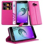 cadorabo Hülle für Samsung Galaxy A3 2016 in CHERRY PINK Handyhülle mit Magnetverschluss, Standfunktion und Kartenfach Case Cover Schutzhülle Etui Tasche Book Klapp Style