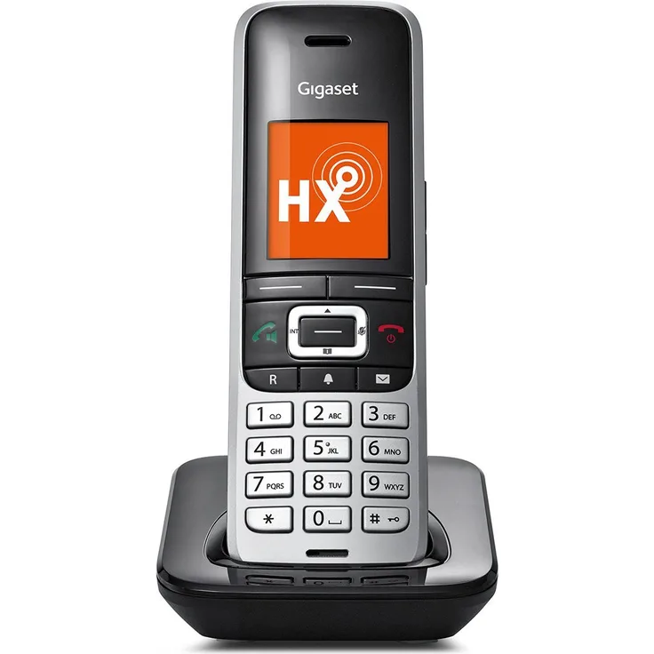Gigaset S850HX Schnurloses DECT-Telefon zum Anschluss an vorhandene DECT-Basis, Mobilteil mit Ladeschale, Headsetanschluss, Freisprechfunktion, platin-schwarz