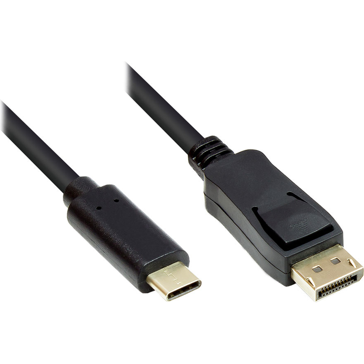 Good Connections Adapterkabel - USB-C Stecker an Displayport 1.2 - DP 1.2 Stecker - 4K - UHD 60Hz - KUPFERLEITER - 2 m - schwarz