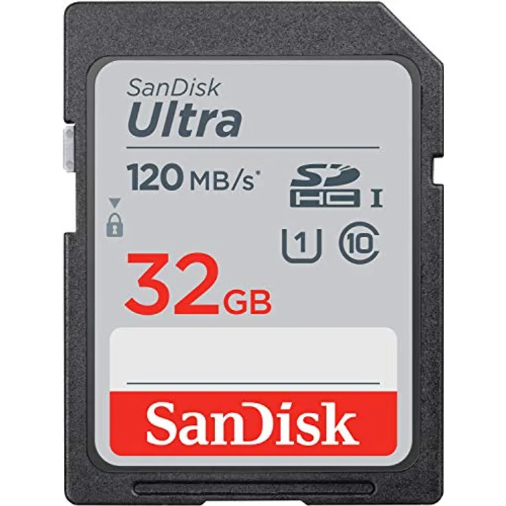 SanDisk Ultra 32 GB SDHC-Speicherkarte, bis zu 120 MB-Sek., Class 10, UHS-I, V10