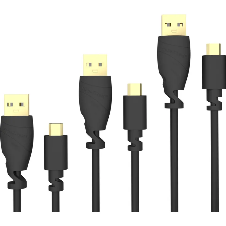 KabelDirekt - Micro USB Kabel - 3X 1m - (USB 2.0, Ladekabel, Datenkabel, schwarz) - TOP Series
