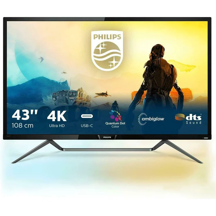 Philips 436M6VBPAB-00 108 cm (42,5 Zoll) Konsolen Monitor (HDMI, USB Typ-C, USB Hub, 4ms Reaktionszeit, DisplayPort, Mini DisplayPort, 60 Hz, 3840x2160, Ambiglow) schwarz – Bild 1