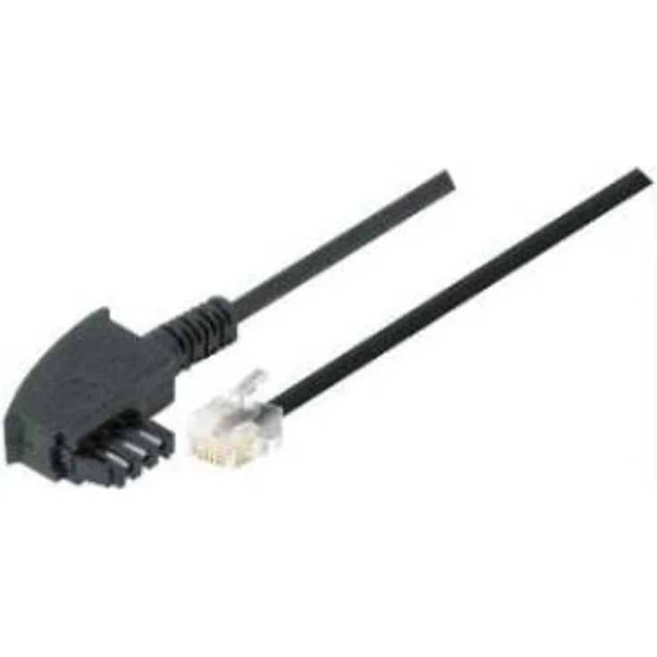 TAE F-Anschlusskabel TAE F St. / RJ11 St. (6P4C), Standardbelegung, schwarz, 3.0 m Zum Anschluss von Telefonen und Kombifaxgeräten an eine TAE-Anschlussdose (177288)