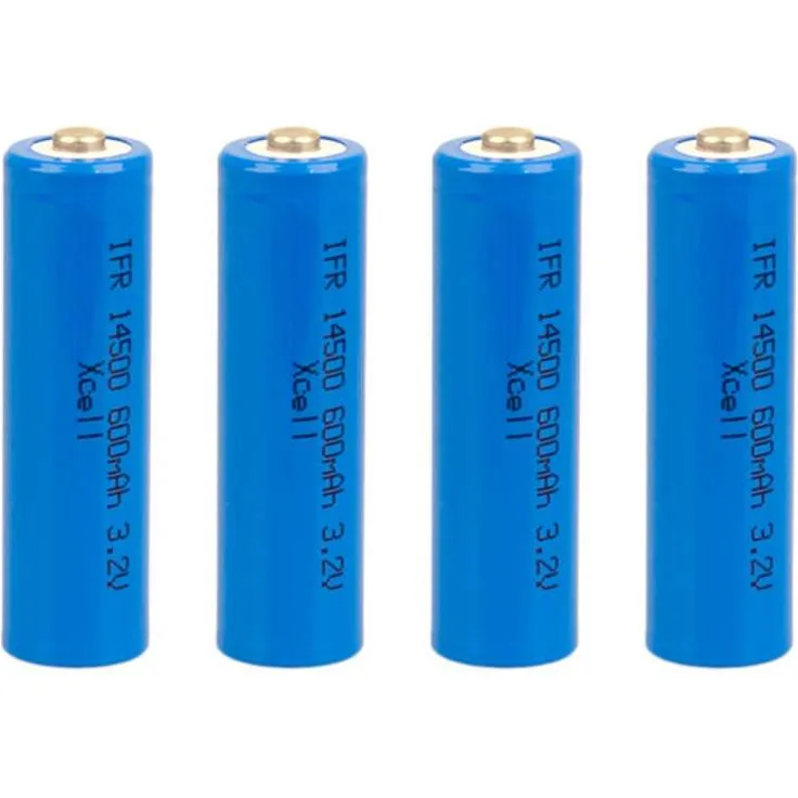 4x XCell IFR 14500 AA Solar Akku LiFePO4 3,2V 600mAh