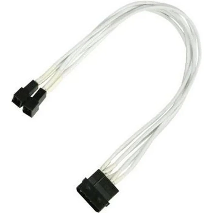 Nanoxia 900400015 4-Pin Molex -> 2x 3-Pin Adapterkabel, 30 cm, Weißer Einzelsleeve