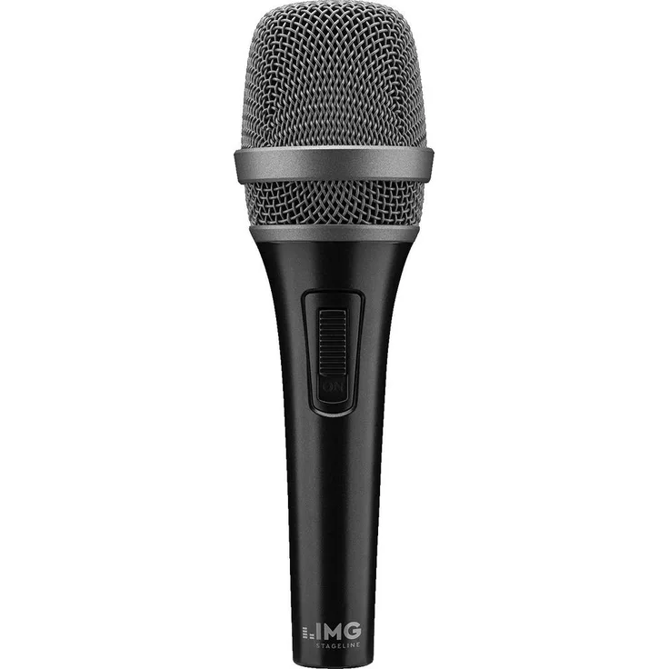 IMG STAGELINE DM-9S dynamisches Mikrofon für Bühne und Gesang, Sprach-Verstärker mit Supernieren-Charakteristik, Hand-Mikro inklusive Mikrofon-Halter, in Schwarz